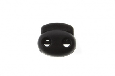 8049ТН Фиксатор пластиковый двухдырочный, 23х20 мм, цвет чёрный - купить в Саранске. Цена: 1.37 руб.