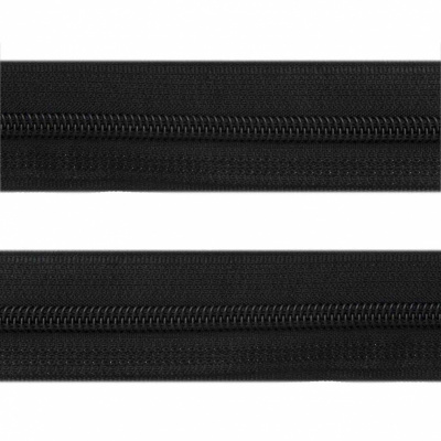 Рулонная молния с покрытием PVC спираль тип 3 (упак.270м) -черная с полосой СВО - купить в Саранске. Цена: 12.74 руб.