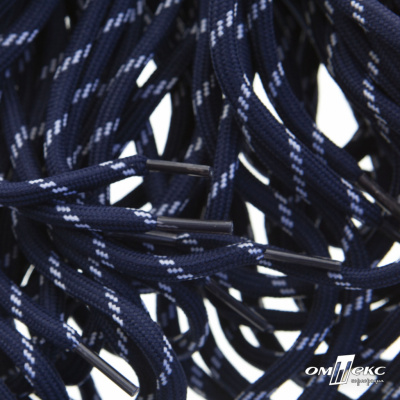 Шнурки #107-19, круглые 130 см, двухцветные цв.тём.синий/белый - купить в Саранске. Цена: 22.14 руб.