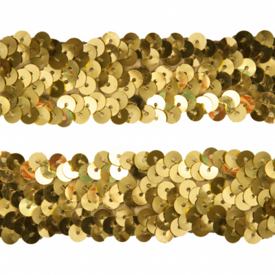 Тесьма с пайетками D16, шир. 30 мм/уп. 25+/-1 м, цвет золото - купить в Саранске. Цена: 1 087.39 руб.