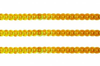 Пайетки "ОмТекс" на нитях, CREAM, 6 мм С / упак.73+/-1м, цв. 92 - золото - купить в Саранске. Цена: 484.77 руб.