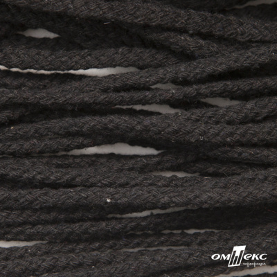 Шнур плетеный d-6 мм круглый, 70% хлопок 30% полиэстер, уп.90+/-1 м, цв.1078-черный - купить в Саранске. Цена: 588 руб.