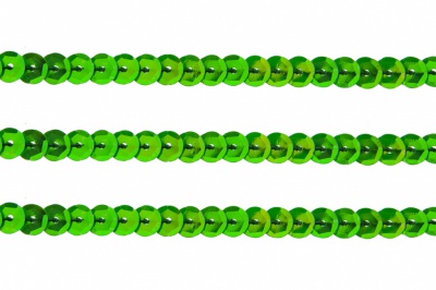 Пайетки "ОмТекс" на нитях, CREAM, 6 мм С / упак.73+/-1м, цв. 94 - зеленый - купить в Саранске. Цена: 297.48 руб.