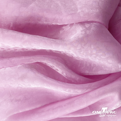 Плательная органза вытравка,100% полиэстр, шир. 150 см, #606 цв.-розовый - купить в Саранске. Цена 380.73 руб.
