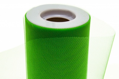 Фатин в шпульках 16-146, 10 гр/м2, шир. 15 см (в нам. 25+/-1 м), цвет зелёный - купить в Саранске. Цена: 100.69 руб.