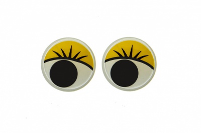 Глазки для игрушек, круглые, с бегающими зрачками, 12 мм/упак.50+/-2 шт, цв. -желтый - купить в Саранске. Цена: 95.04 руб.