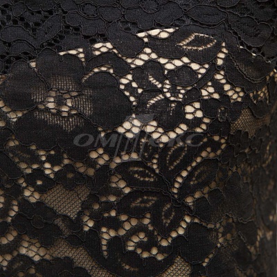 Кружевное полотно #3378, 150 гр/м2, шир.150см, цвет чёрный - купить в Саранске. Цена 370.97 руб.