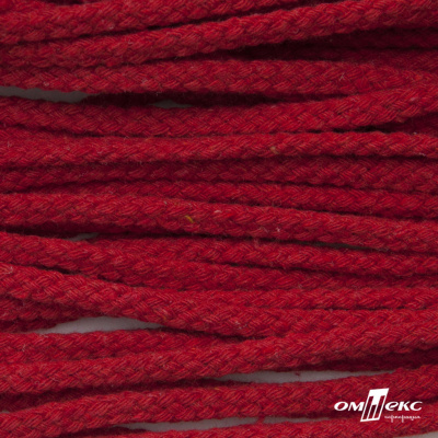 Шнур плетеный d-6 мм, круглый 70% хлопок 30% полиэстер, уп.90+/-1 м, цв.1064-красный - купить в Саранске. Цена: 588 руб.