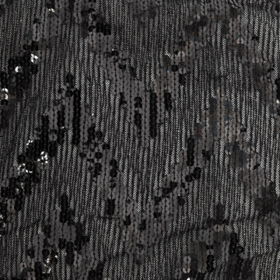 Трикотажное полотно с пайетками, шир.130 см, #311-бахрома чёрная - купить в Саранске. Цена 1 183.35 руб.