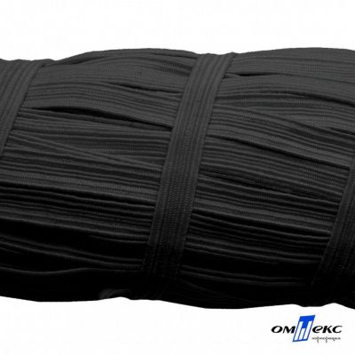 Резиновые нити с текстильным покрытием, шир. 6 мм (55 м/уп), цв.-черный - купить в Саранске. Цена: 210.75 руб.