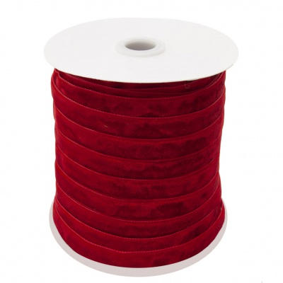Лента бархатная нейлон, шир.12 мм, (упак. 45,7м), цв.45-красный - купить в Саранске. Цена: 392 руб.