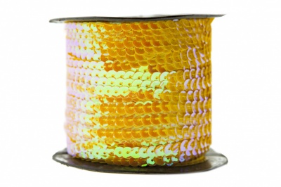 Пайетки "ОмТекс" на нитях, CREAM, 6 мм С / упак.73+/-1м, цв. 92 - золото - купить в Саранске. Цена: 484.77 руб.