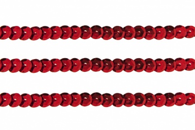 Пайетки "ОмТекс" на нитях, SILVER-BASE, 6 мм С / упак.73+/-1м, цв. 3 - красный - купить в Саранске. Цена: 468.37 руб.