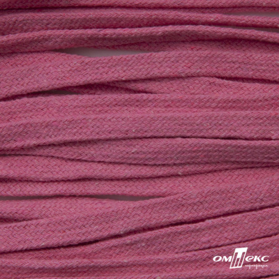 Шнур плетеный d-8 мм плоский, 70% хлопок 30% полиэстер, уп.85+/-1 м, цв.1029-розовый - купить в Саранске. Цена: 735 руб.