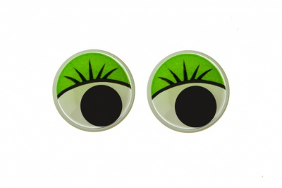Глазки для игрушек, круглые, с бегающими зрачками, 15 мм/упак.50+/-2 шт, цв. -зеленый - купить в Саранске. Цена: 113.01 руб.