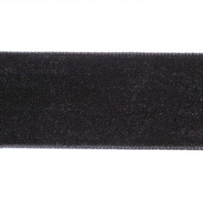 Лента бархатная нейлон, шир.25 мм, (упак. 45,7м), цв.03-черный - купить в Саранске. Цена: 800.84 руб.