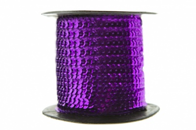 Пайетки "ОмТекс" на нитях, SILVER-BASE, 6 мм С / упак.73+/-1м, цв. 12 - фиолет - купить в Саранске. Цена: 300.55 руб.