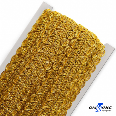 Тесьма металлизированная 0384-0777, шир. 34 мм/уп. 25+/-1 м, цвет золото - купить в Саранске. Цена: 586.51 руб.