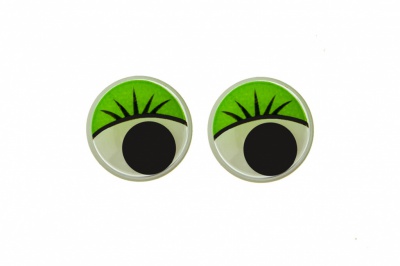 Глазки для игрушек, круглые, с бегающими зрачками, 12 мм/упак.50+/-2 шт, цв. -зеленый - купить в Саранске. Цена: 95.04 руб.