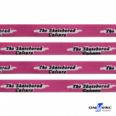 Тесьма отделочная (киперная) 10 мм, 100% хлопок,"THE SKATEBOARD CULIURE"(45 м) цв.121-26 -яр.розовый - купить в Саранске. Цена: 850.62 руб.