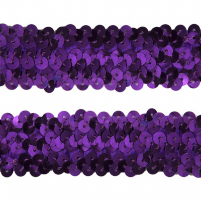 Тесьма с пайетками 12, шир. 30 мм/уп. 25+/-1 м, цвет фиолет - купить в Саранске. Цена: 1 098.48 руб.