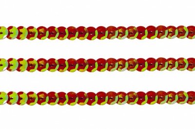 Пайетки "ОмТекс" на нитях, CREAM, 6 мм С / упак.73+/-1м, цв. 96 - красный - купить в Саранске. Цена: 484.77 руб.