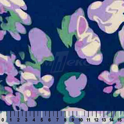 Штапель принт (100% вискоза) D4,C3, 110 гр/м2, шир.140см, принт цветы/василёк - купить в Саранске. Цена 346.50 руб.