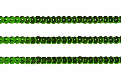 Пайетки "ОмТекс" на нитях, SILVER-BASE, 6 мм С / упак.73+/-1м, цв. 4 - зеленый - купить в Саранске. Цена: 484.77 руб.