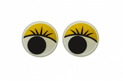 Глазки для игрушек, круглые, с бегающими зрачками, 15 мм/упак.50+/-2 шт, цв. -желтый - купить в Саранске. Цена: 113.01 руб.