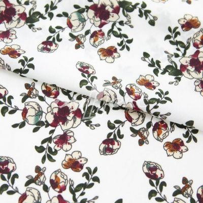 Плательная ткань "Фламенко" 23.1, 80 гр/м2, шир.150 см, принт растительный - купить в Саранске. Цена 264.56 руб.