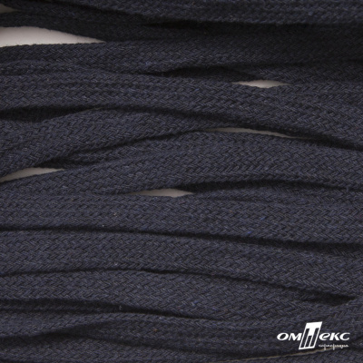 Шнур плетеный d-8 мм плоский, 70% хлопок 30% полиэстер, уп.85+/-1 м, цв.1010-т.синий - купить в Саранске. Цена: 735 руб.