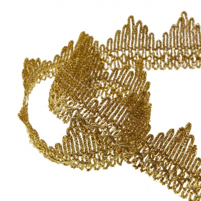 Тесьма металлизированная 0384-0240, шир. 40 мм/уп. 25+/-1 м, цвет золото - купить в Саранске. Цена: 490.74 руб.