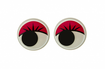 Глазки для игрушек, круглые, с бегающими зрачками, 15 мм/упак.50+/-2 шт, цв. -красный - купить в Саранске. Цена: 113.01 руб.